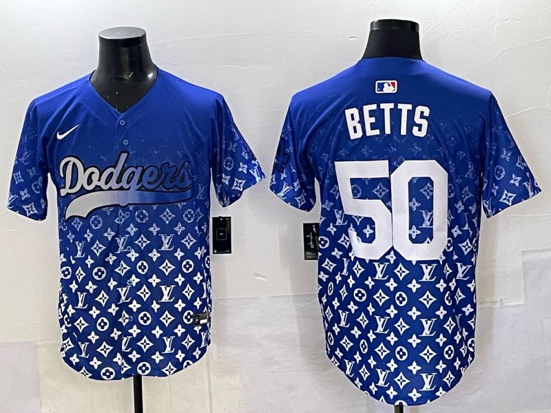 Men Los Angeles Dodgers #50 Betts Blue Nike 2025 MLB jersey 01